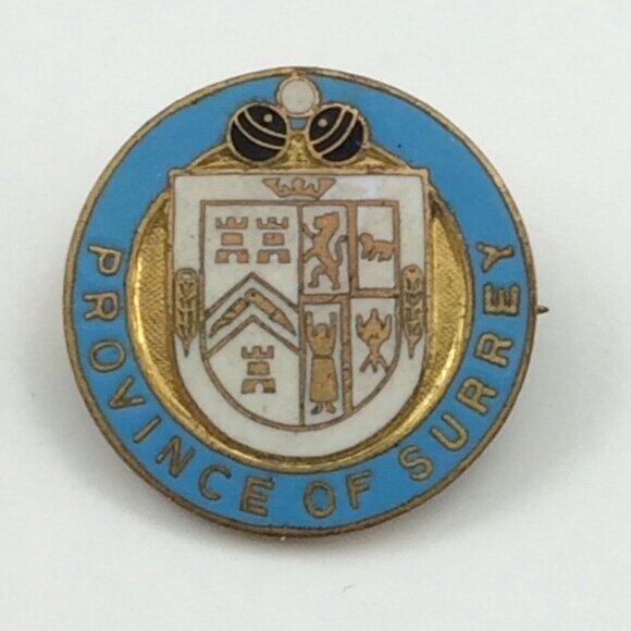 Vintage Province of Surrey Enamel Metal Pin Badge HW Miller UK England Souvenir - Picture 10 of 11